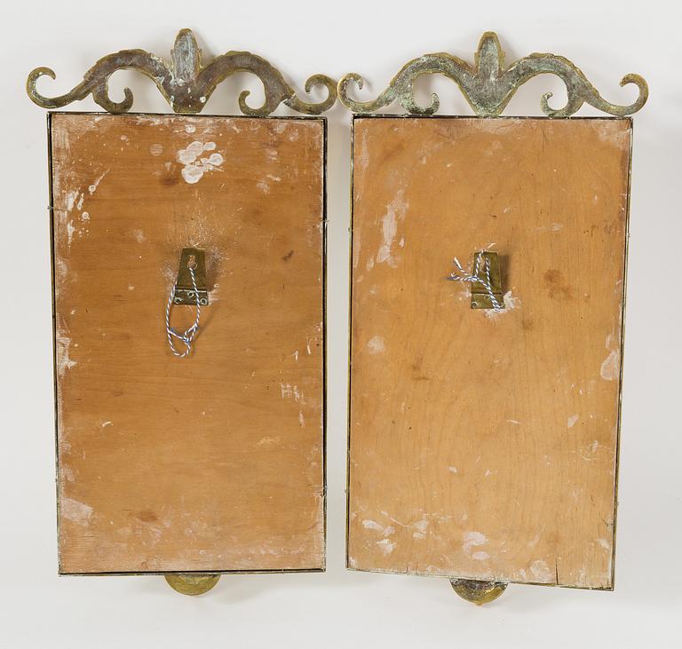LARS HOLMSTRÖM, a pair of Swedish Grace brass wall-sconces, Lars Holmström Arvika,1920-30's.
