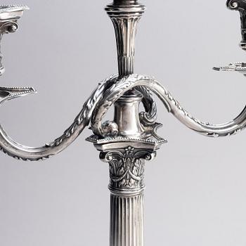 A pair of Swedish late 19th century silver candelabras, marks of Carl Fredrik Carlman (Ryno Carlman), Stockholm 1899.