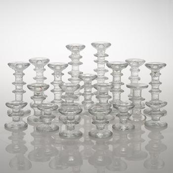 TIMO SARPANEVA, 19 glass 'Festivo' candlesticks for Iittala.