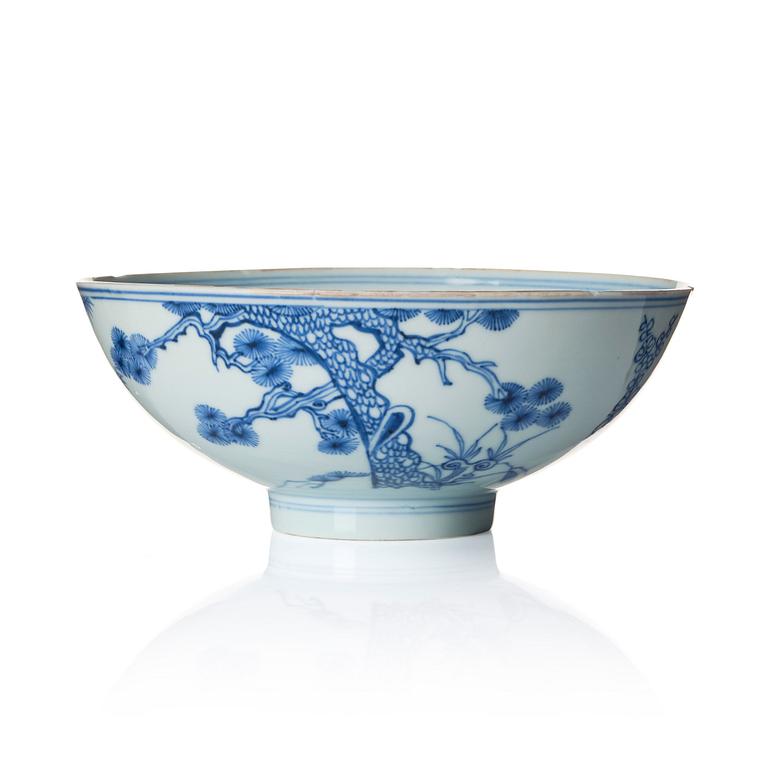 A blue and white 'three friends' bowl, Qing dynasty, 18th century.