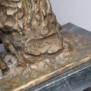 SKULPTUR, bär signering A Brioschi, patinerad brons.