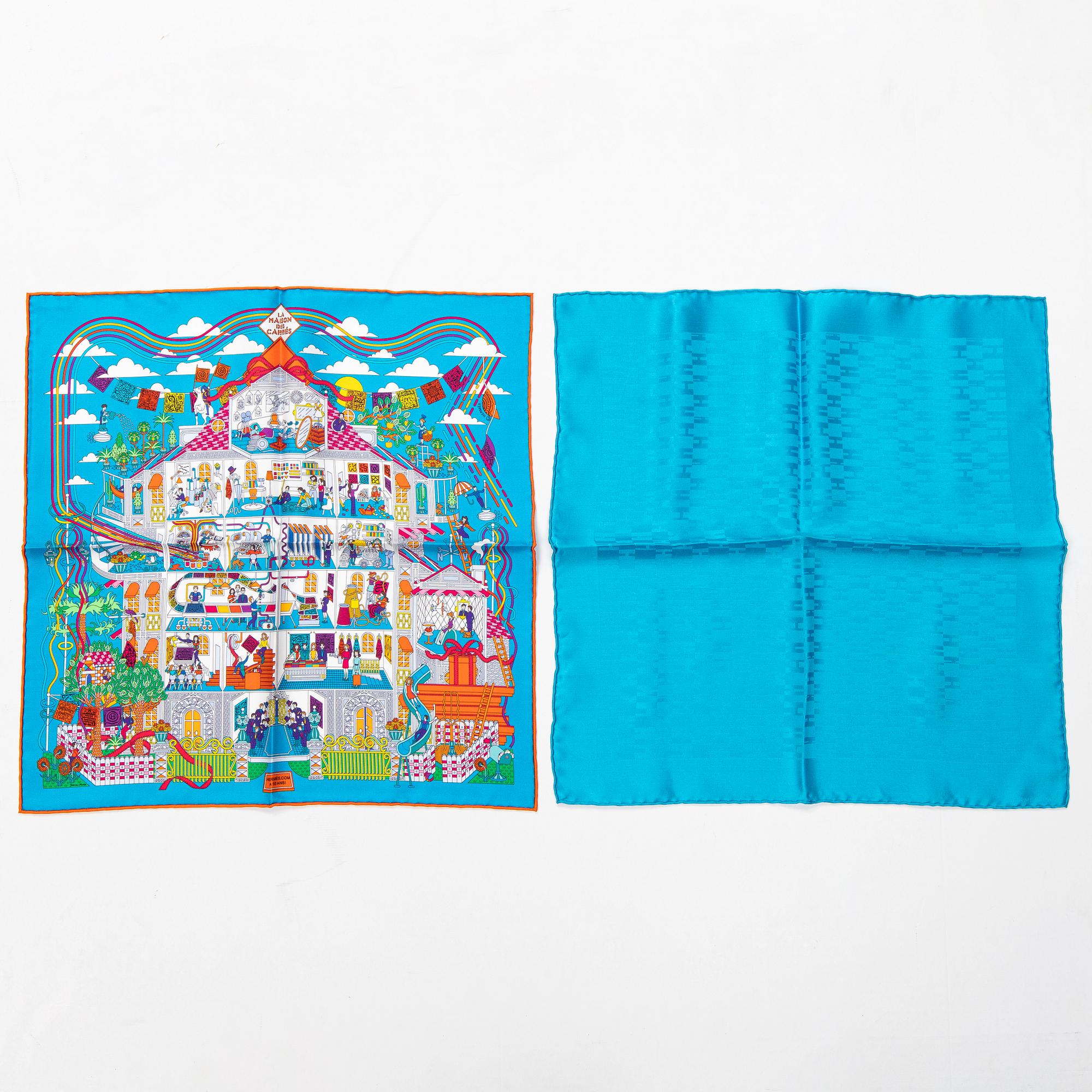HERMÈS, two pochette/gavroche scarves.