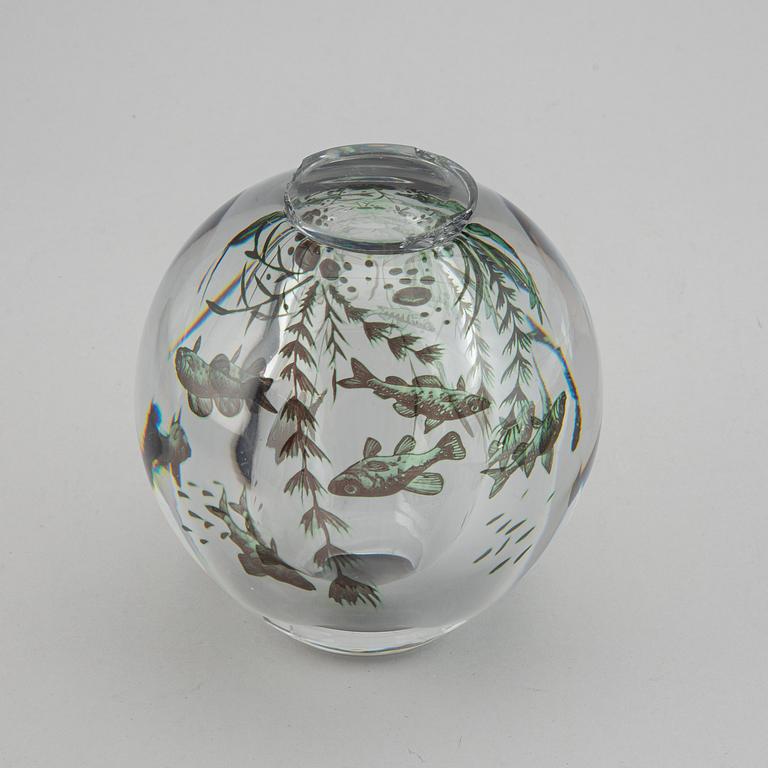 EDWARD HALD, a "graal" glass vase, Orrefors 1945.