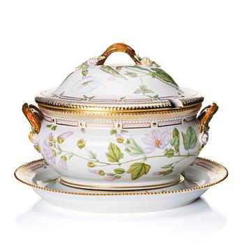 A Royal Copenhagen 'Flora Danica' tureen with cover and stand, 20th Century.