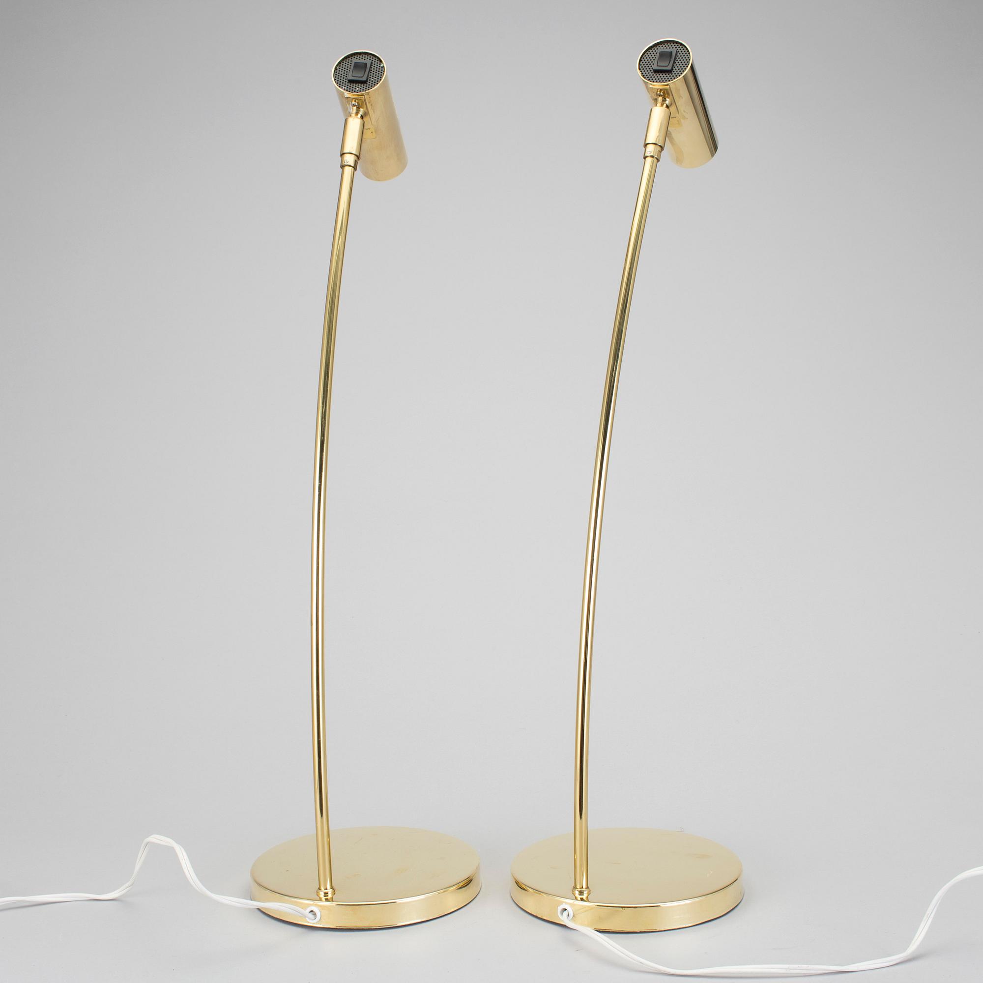 A pair of brass table lamps "Puck", by Åke Hultgren for Örsjö Belysning.