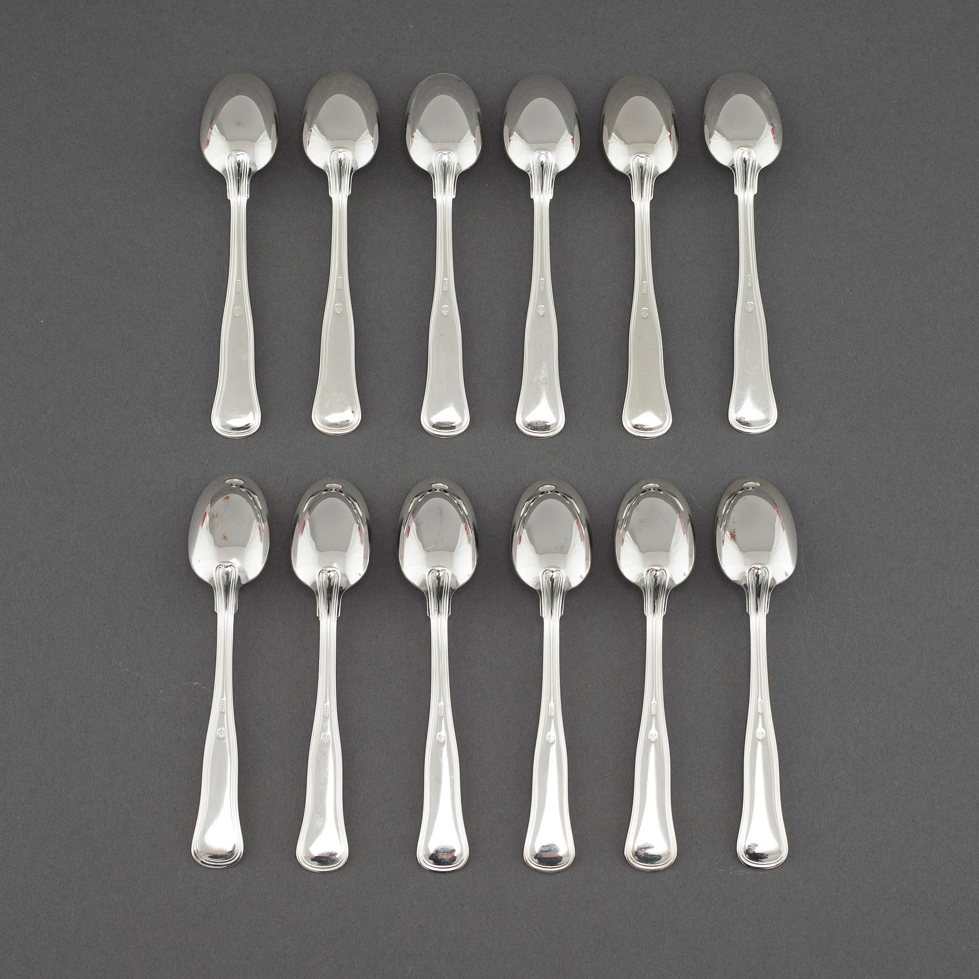 KAFFESKEDAR, 12 st, silver, "Gammal dansk", Cohr, Danmark, 1900-talets andra hälft.