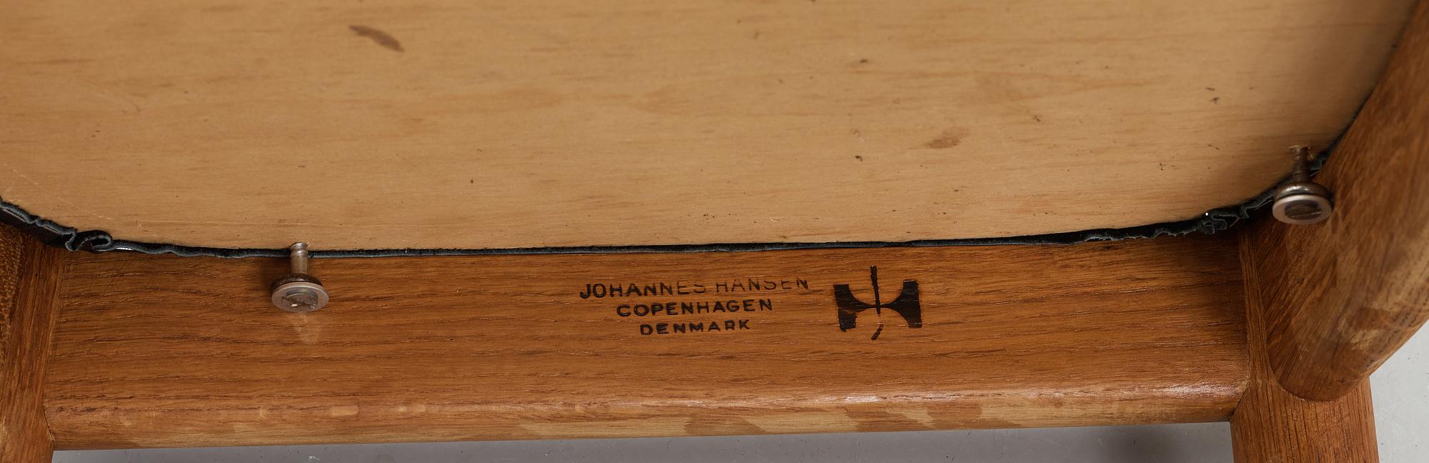 A set of six Hans J Wegner oak 'The Chair', Johannes Hansen, Denmark.