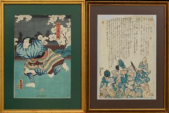TRÄSNITT, 4 st,  bland annat Utagawa Kunisada, Japan, 1800/1900-tal.