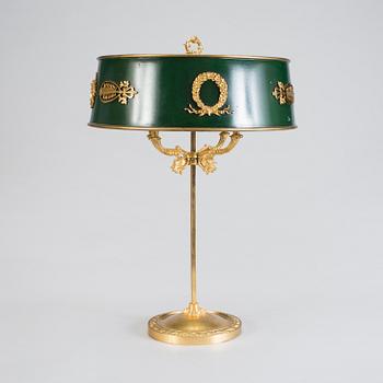 A BOUILLOTTE EMPIRE-STYLE LAMP, around 1900.