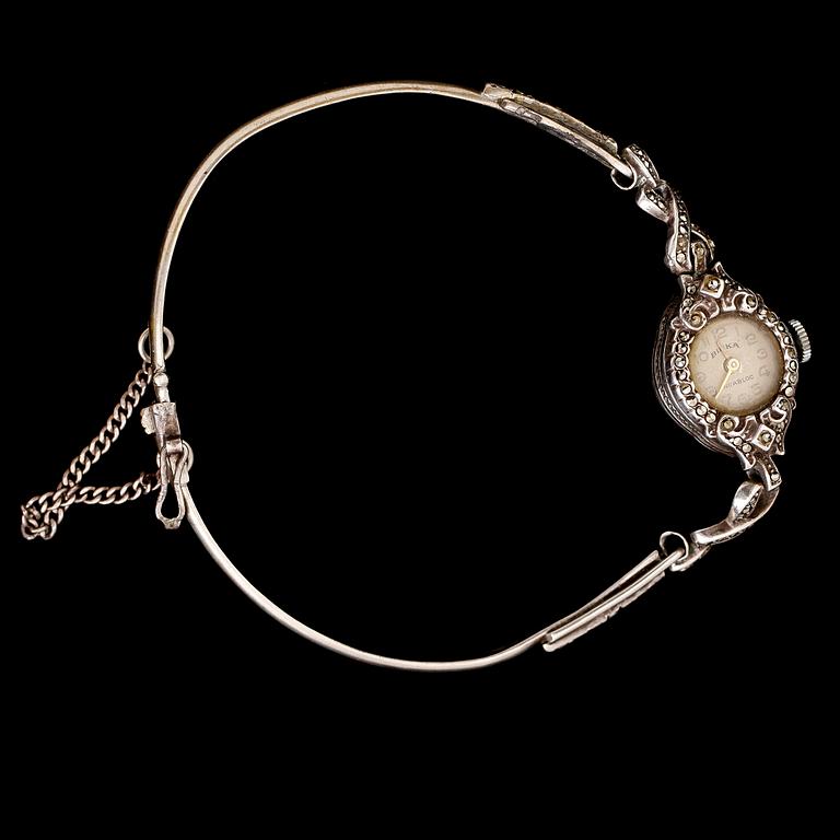 ARMBANDSUR, silver, Birka, Incabloc, 1900-talets första hälft.