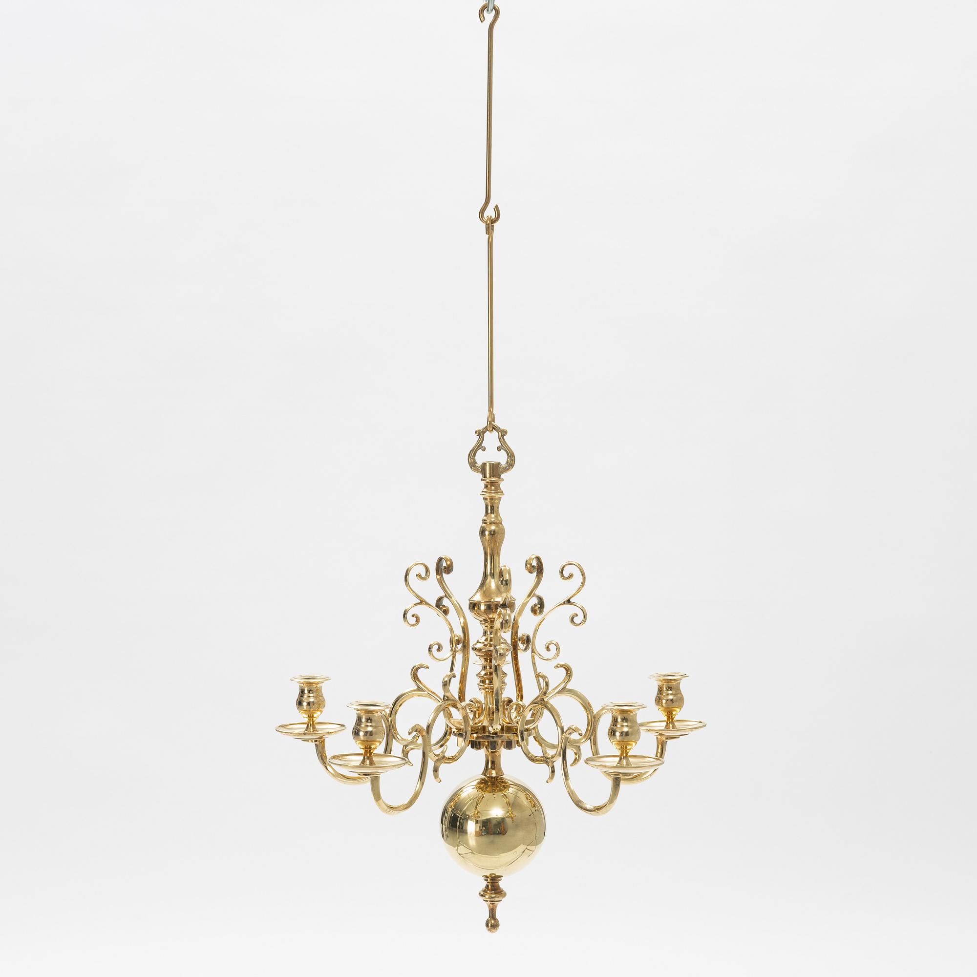 A Baroque style chandelier, model no 205, Skultuna, 1987.