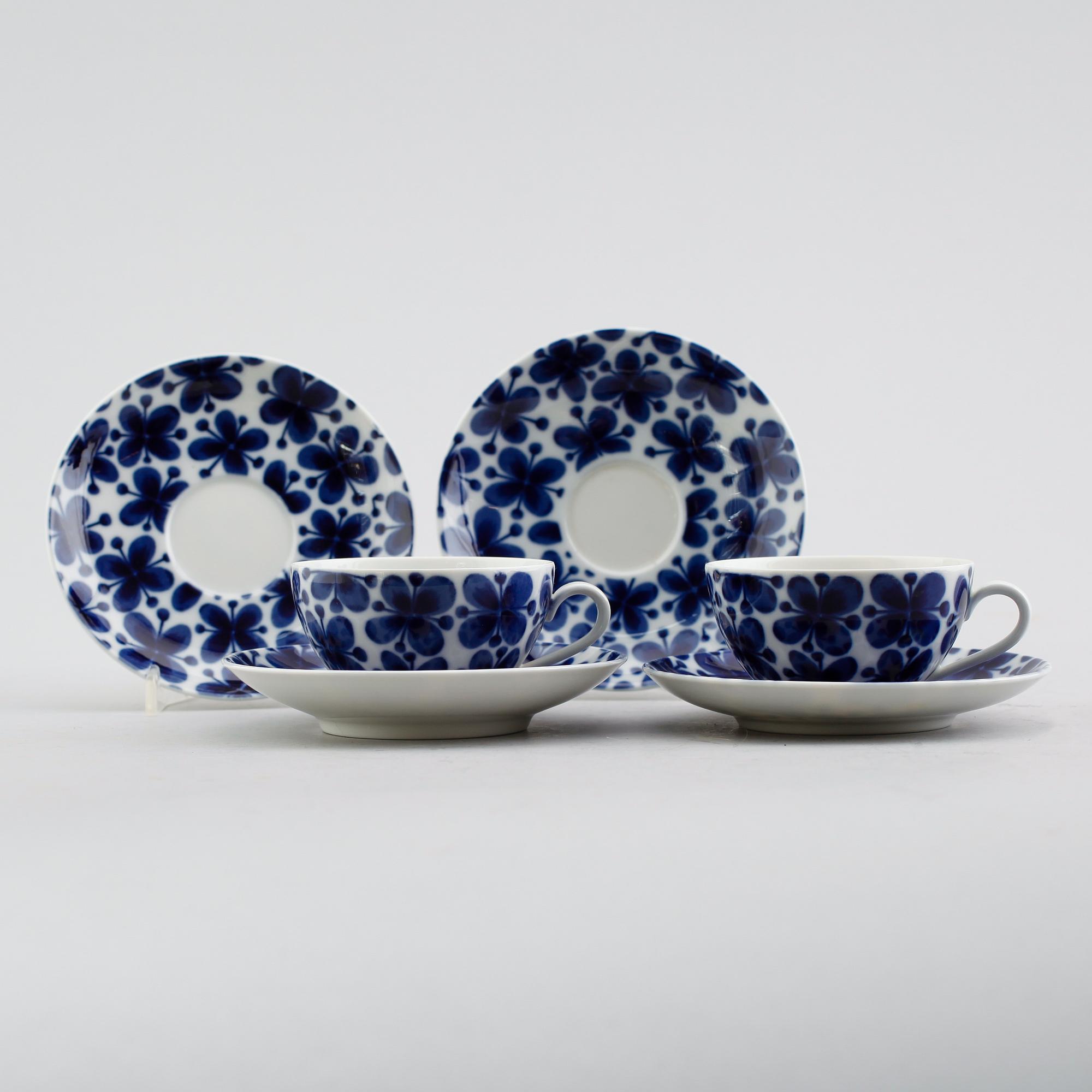 KAFFEKOPPAR, 13 st med FAT, 11 st, porslin, "Mon Amie", Marianne Westman, Rörstrand.