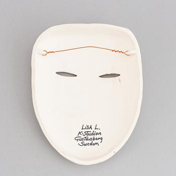 Lisa Larson, masker, 2 st, stengods, K-Studion, Gustavsberg.