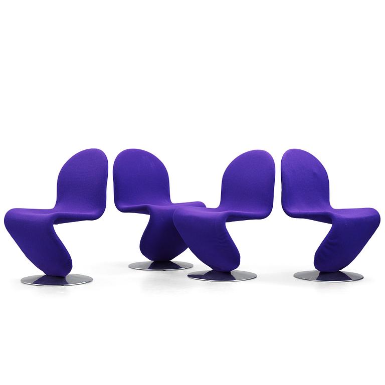 Verner Panton, stolar, 4 st "System 1-2-3", Fritz Hansen, Danmark, efter 1973.