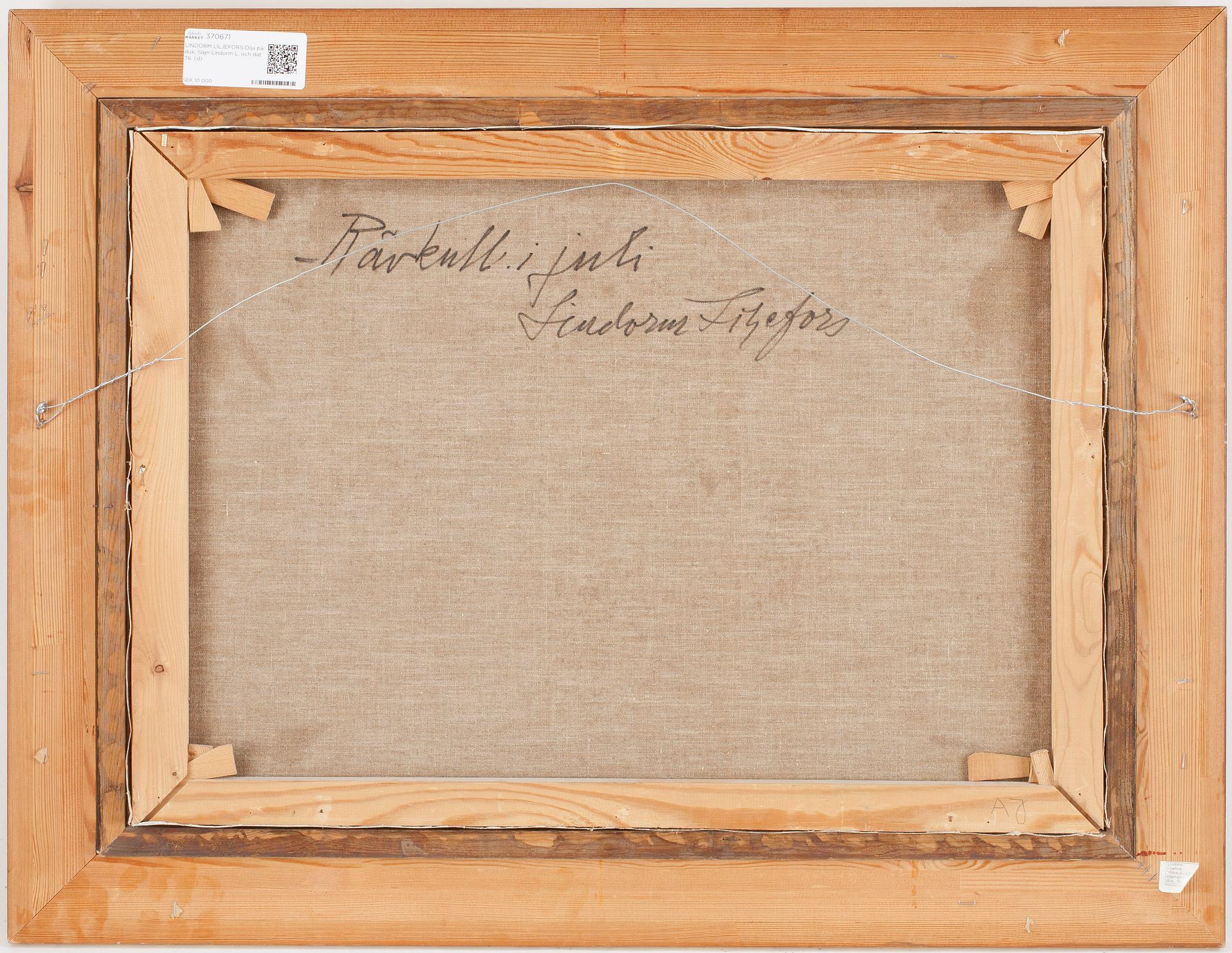 LINDORM LILJEFORS.Olja på duk. Sign Lindorm L. och dat 76.