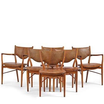 255. Finn Juhl, a set of four chairs and a pair of armchairs, model "Bo-63" and "Bo-72", Bovirke, Denmark, 1950s-60s.