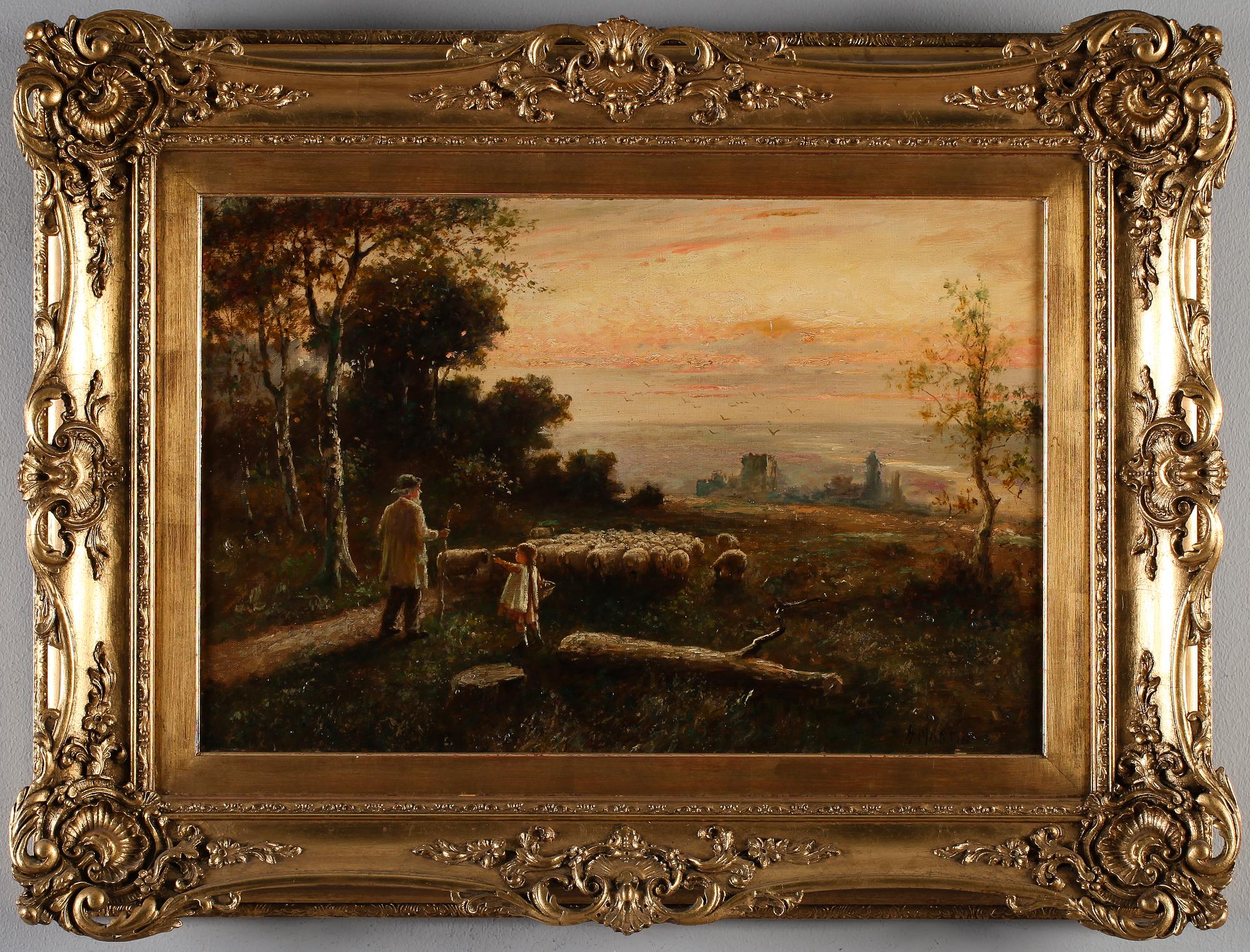 OIDENTIFIERAD KONSTNÄR, olja på duk, signerad H Martin, England, 1800-tal.