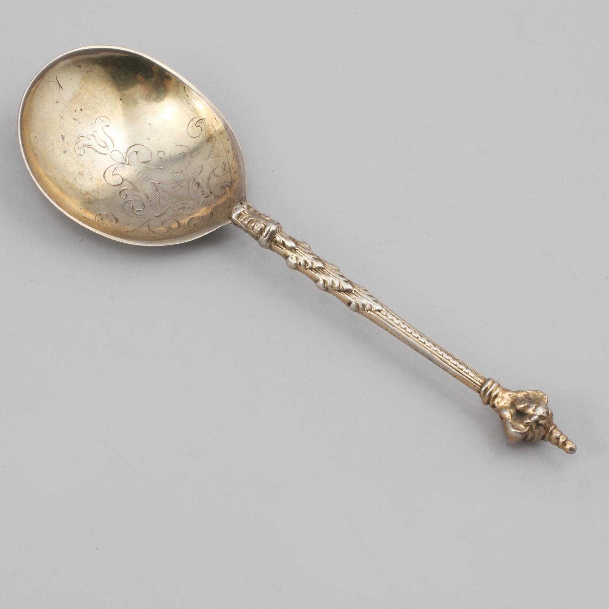 A 17th century silver-gilt spoon, unmarked, possibly Norway.