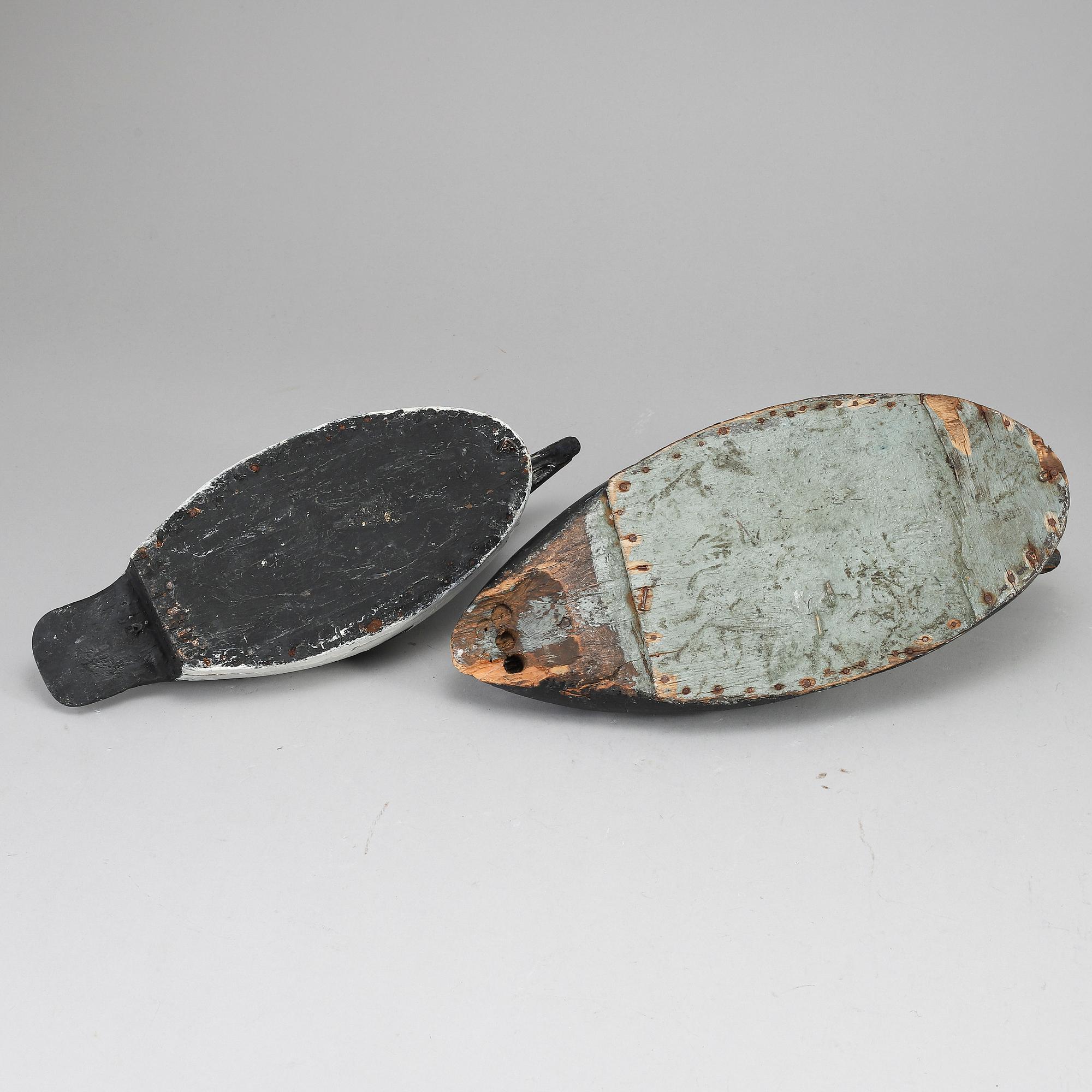 Two painted wood imitation duck,  first half of the 20th century.