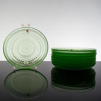 SKÅLAR 3 st och assietter 8 st, glas, "Krokus", Saara Hopea och "Kastehelmi", Oiva Toikka, Nuutajärvi och Iittala.