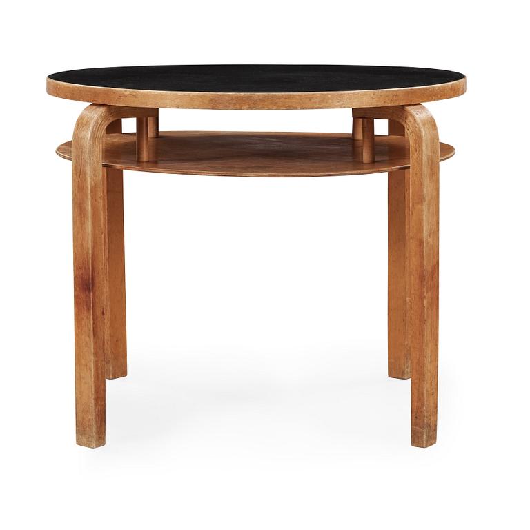 A black linoleum top birch table attributed to Alvar Aalto, Huonekalu-ja Rakennustyötehdas Oy for Artek, Finland 1940's.