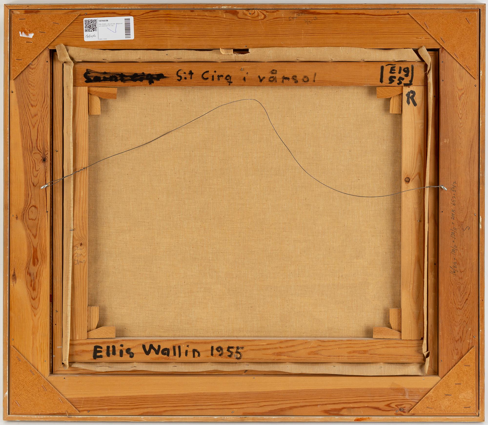 Ellis Wallin, oil on canvas, signed and dated -55.