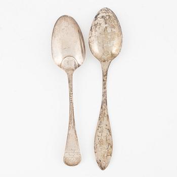 A silver funerary spoon, mark of N. Warneck, Karlstad 1740.