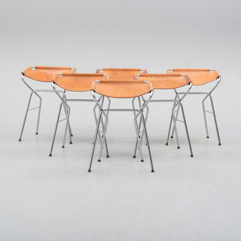 ANNA VON SCHEWEN & BJÖRN DAHLSTRÖM, six steel bar stools from Lammhults. Model designed in 2004.