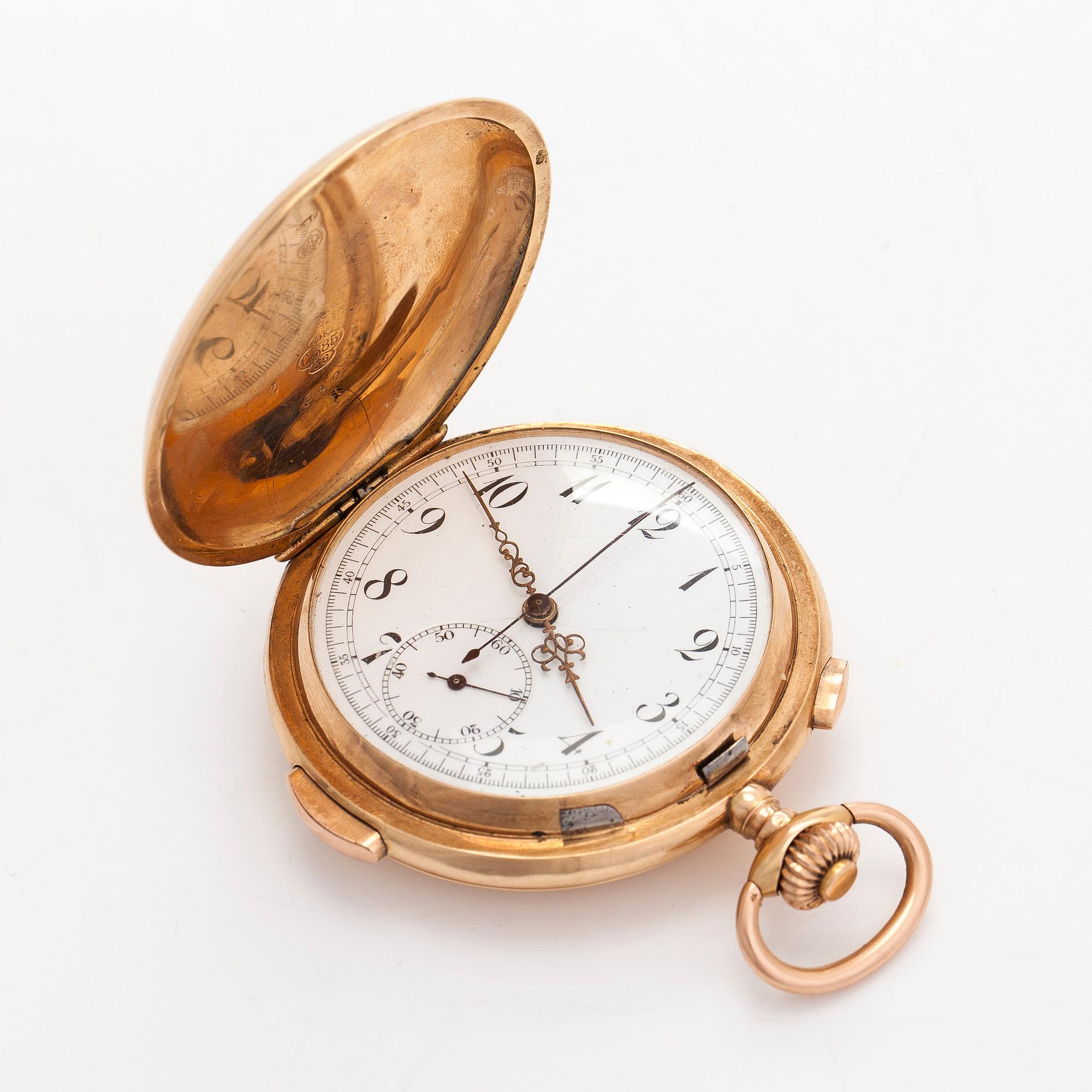 Pocket watch, hunter, repeater, 53.5 mm.