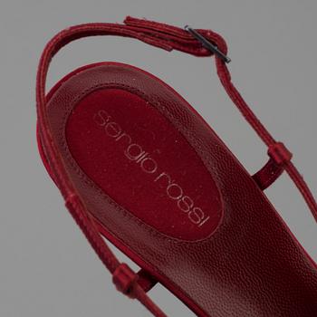 Red silk slingbacks by Sergio Rossi.