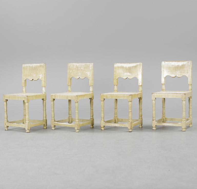 STOLAR, 4 stycken, allmoge, 1800-tal.