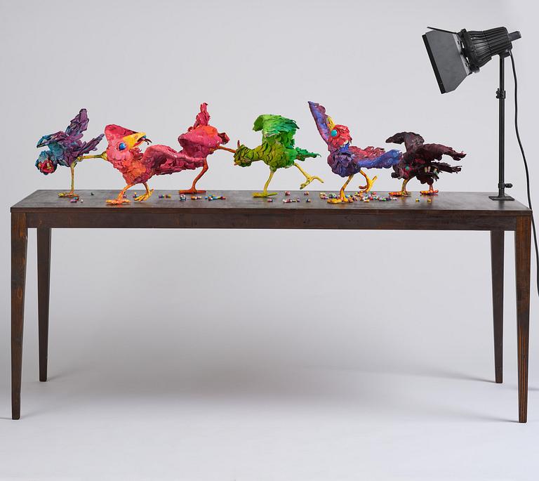 Nathalie Djurberg & Hans Berg, "A Thief Caught in the Act (Flock of Birds)".