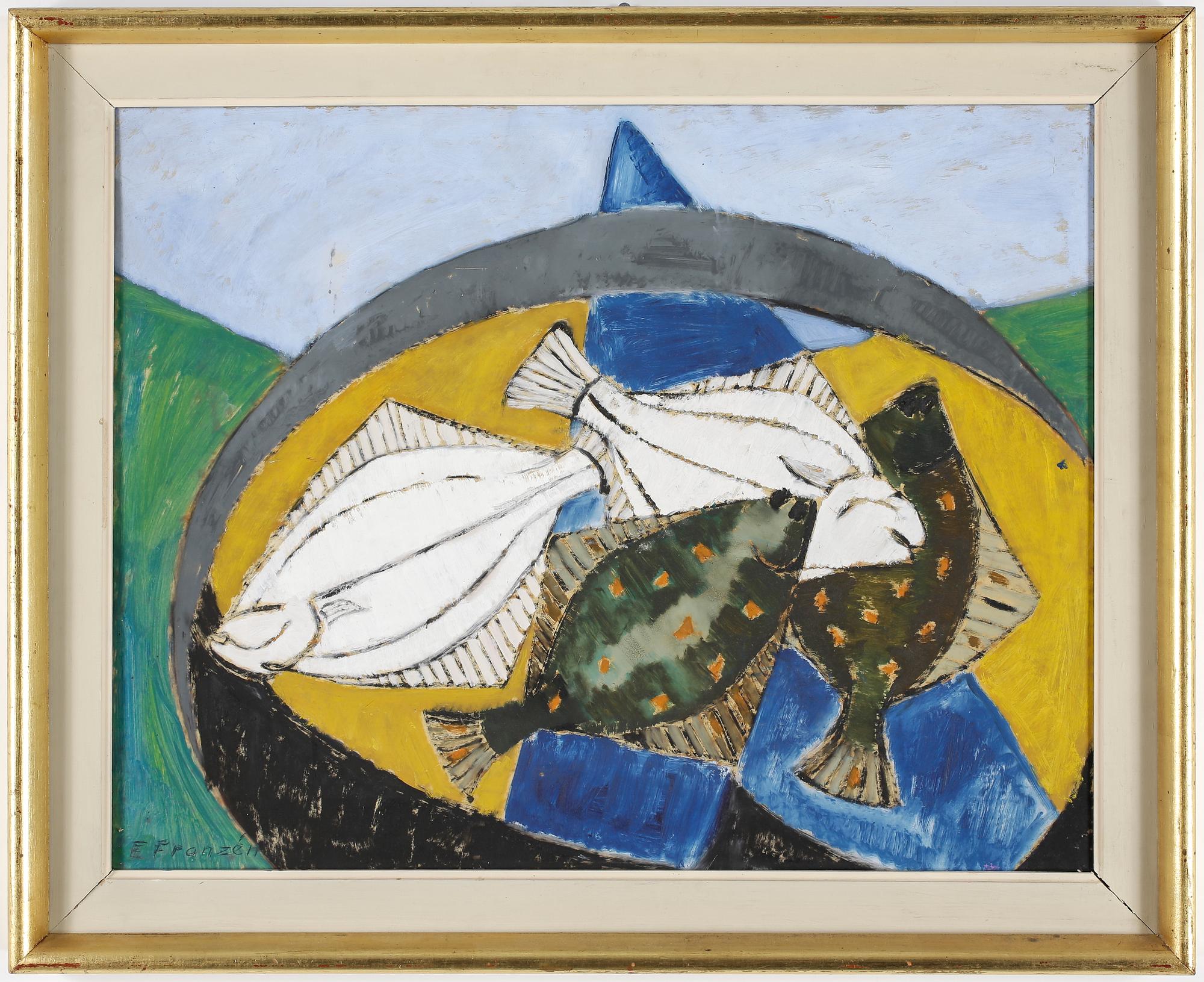 ELSA FRANZÉN, olja på pannå, signerad.