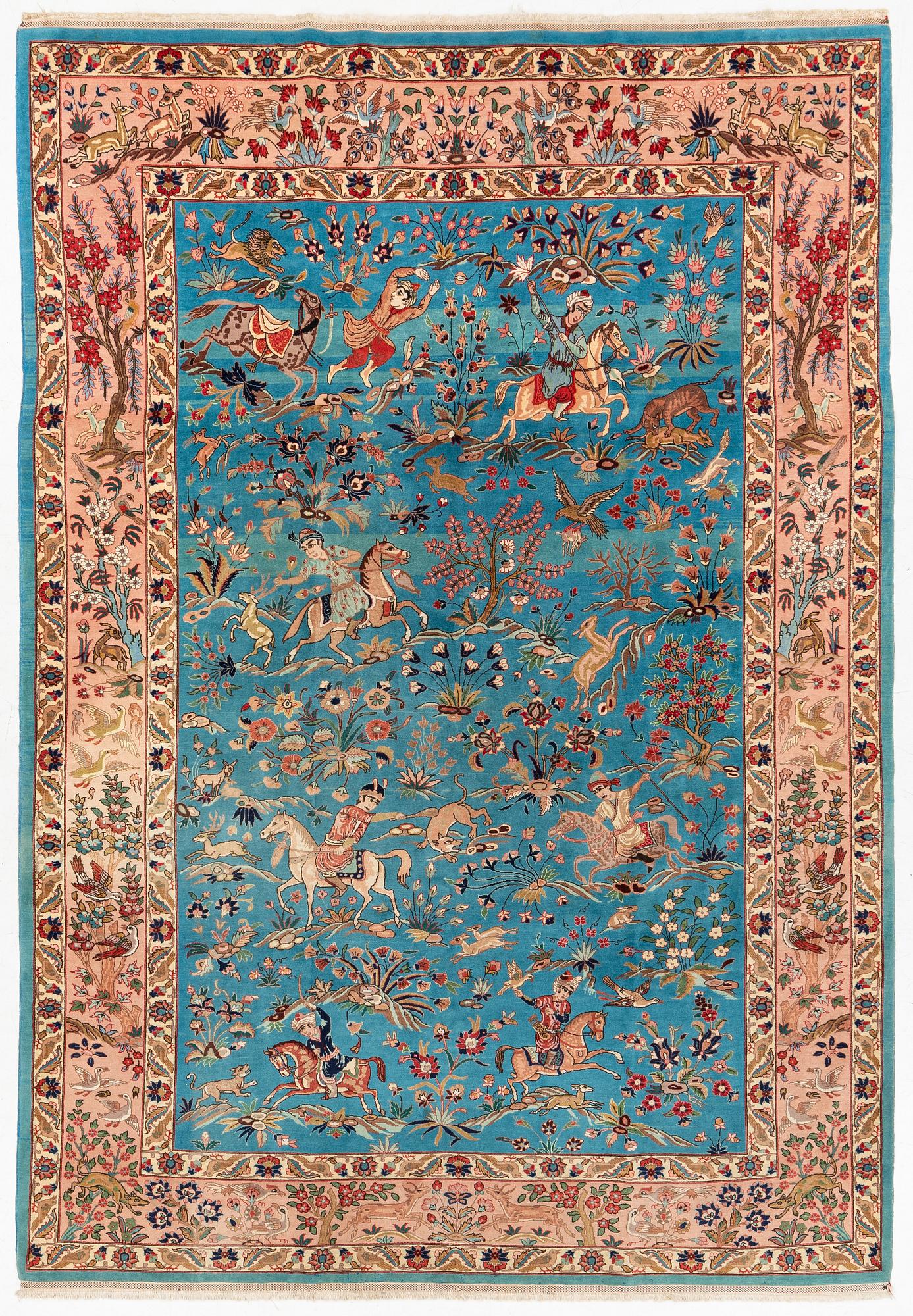 A Tabriz carpet of 'Hunting' design, northwest persia, c. 290 x 200 cm.