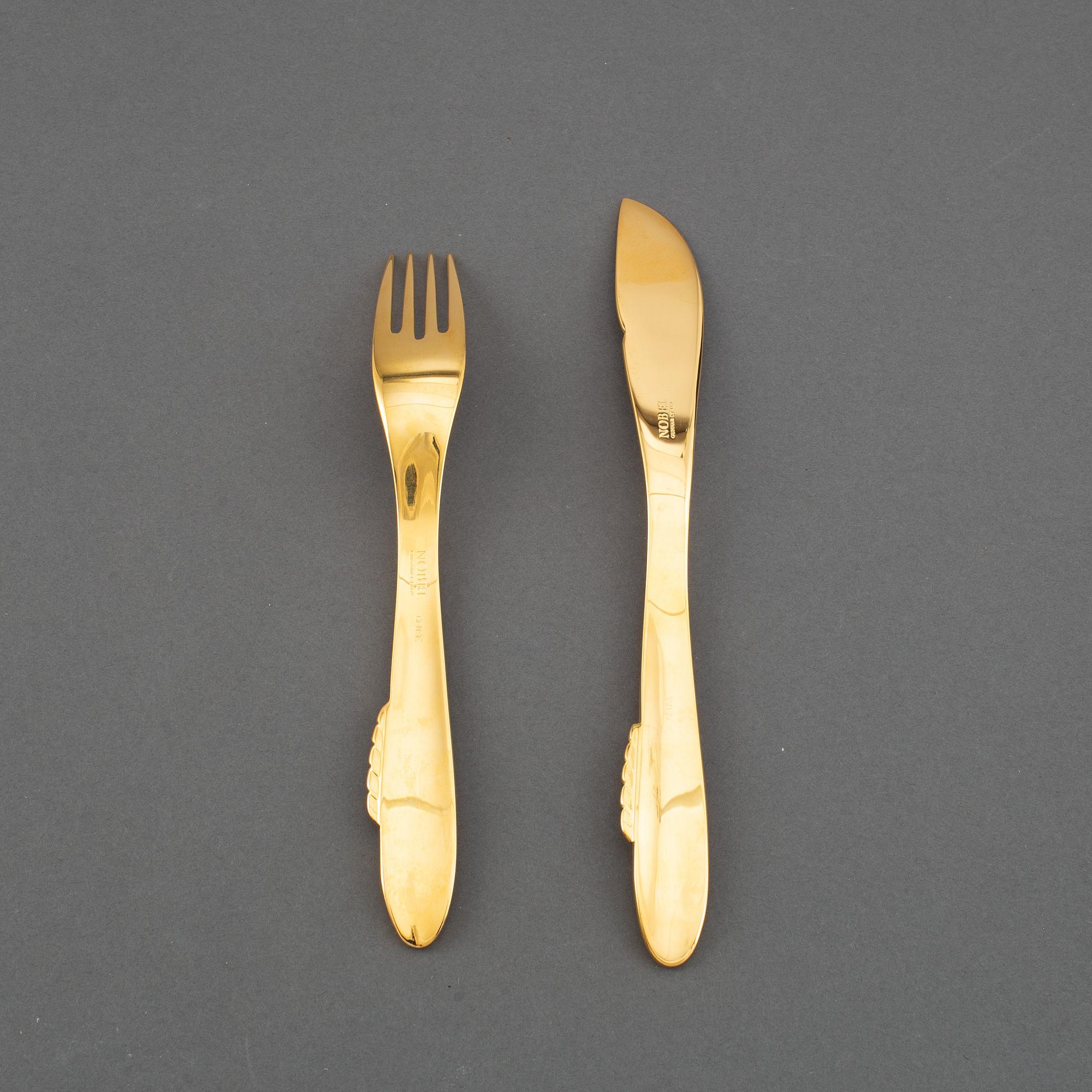 24 'Nobel' fish utensils by Gunnar Cyrén, Gense.