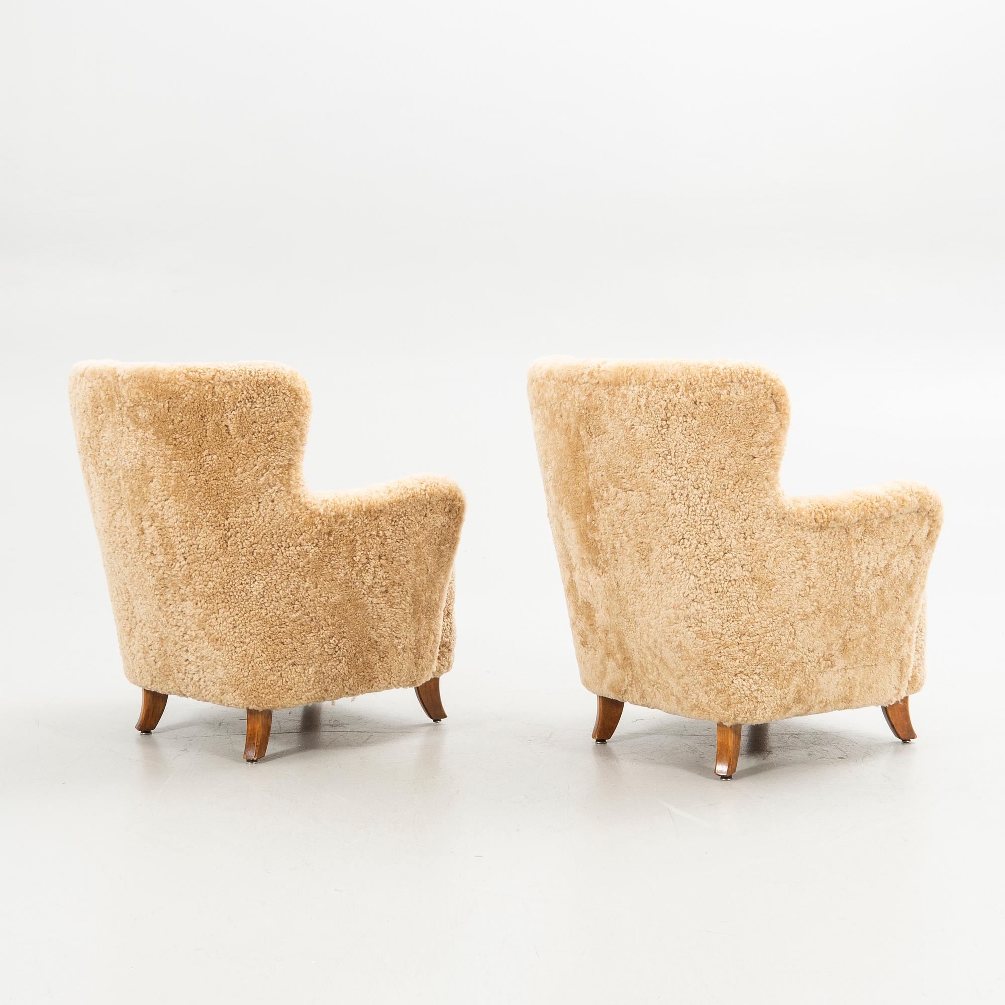 Armchairs, a pair, Asko, Finland, 1940s.