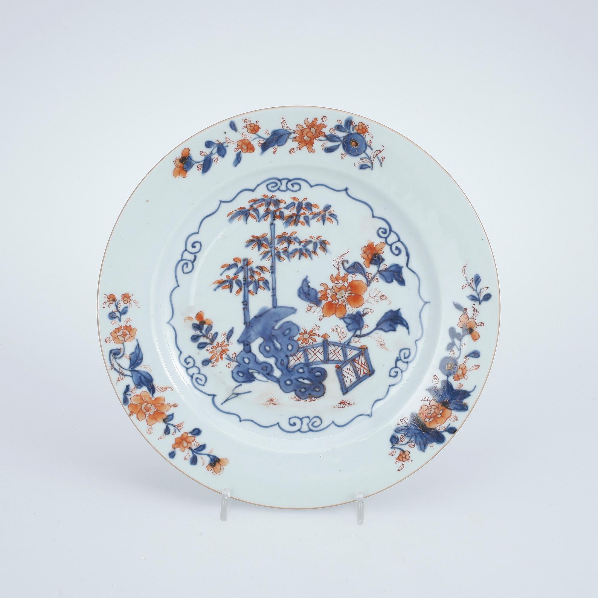 TALLRIKAR, 5 st, porslin, Qianlong, Kina 1700-tal.