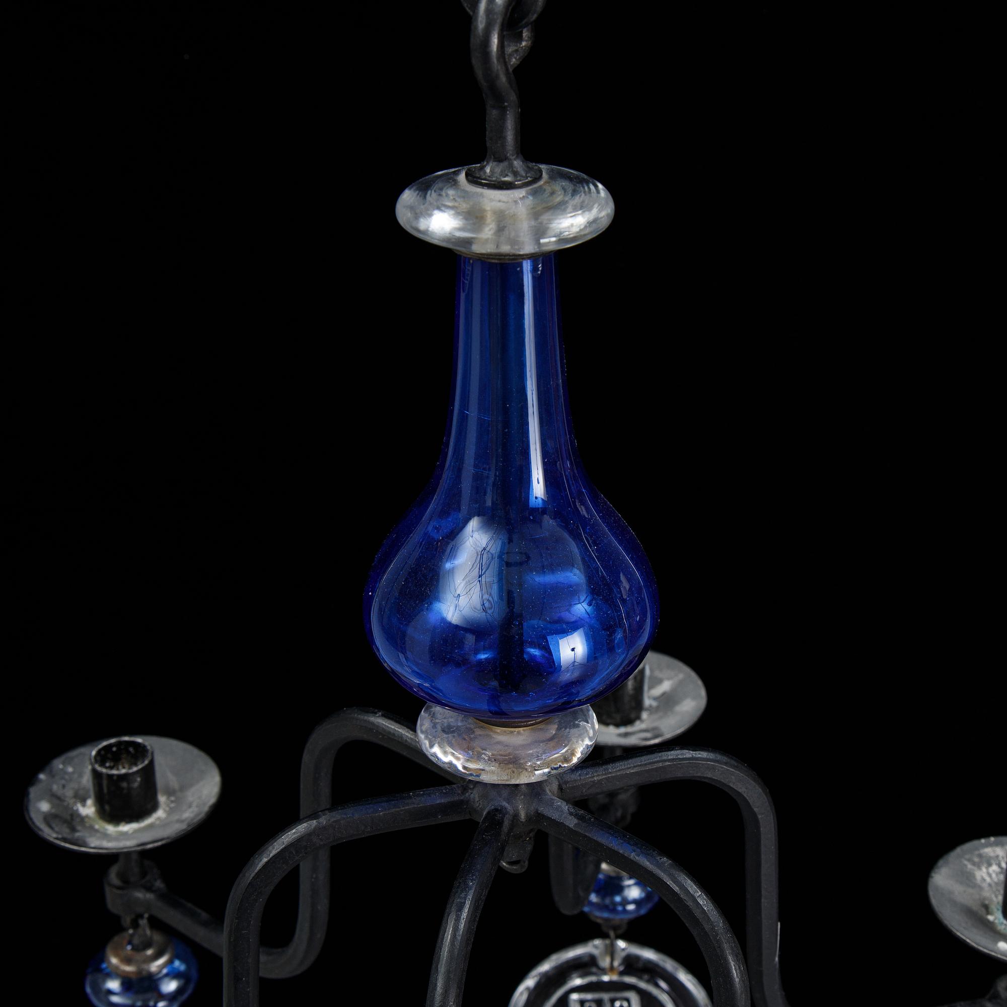 Erik Höglund, chandelier, glass and iron, second half of the 20th century.