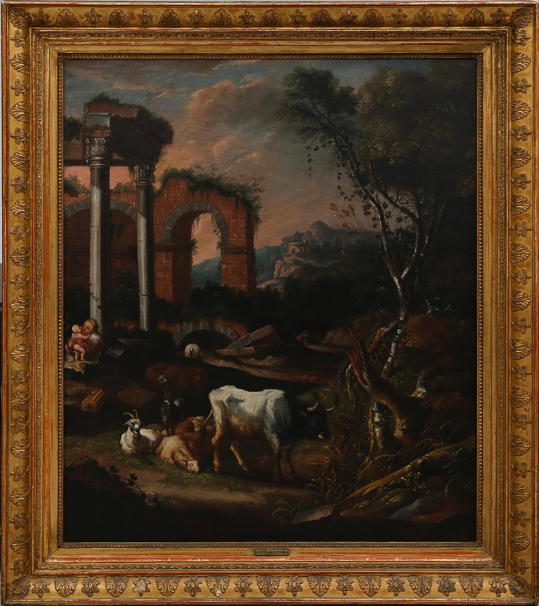 JOHAN HEINRICH ROOS, hans art, olja på duk, osignerad.