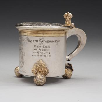 A Swedish early 18th century parcel-gilt silver tankard, mark of Sven Wallman, Gothenburg 1704.