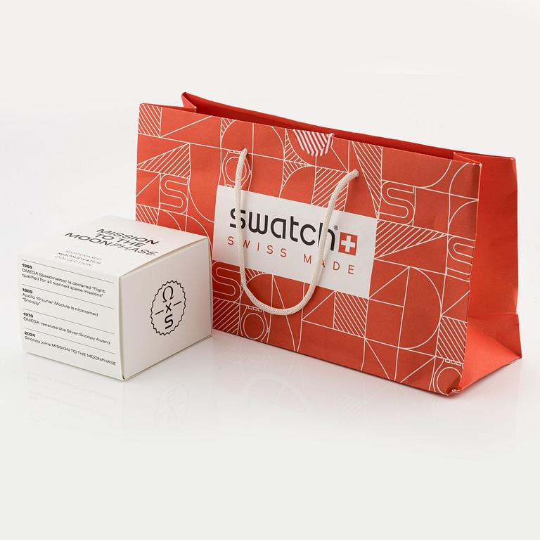 Omega/Swatch,  MoonSwatch, Mission to the MoonPhase, "Snoopy", kronograf, armbandsur, 42 mm.