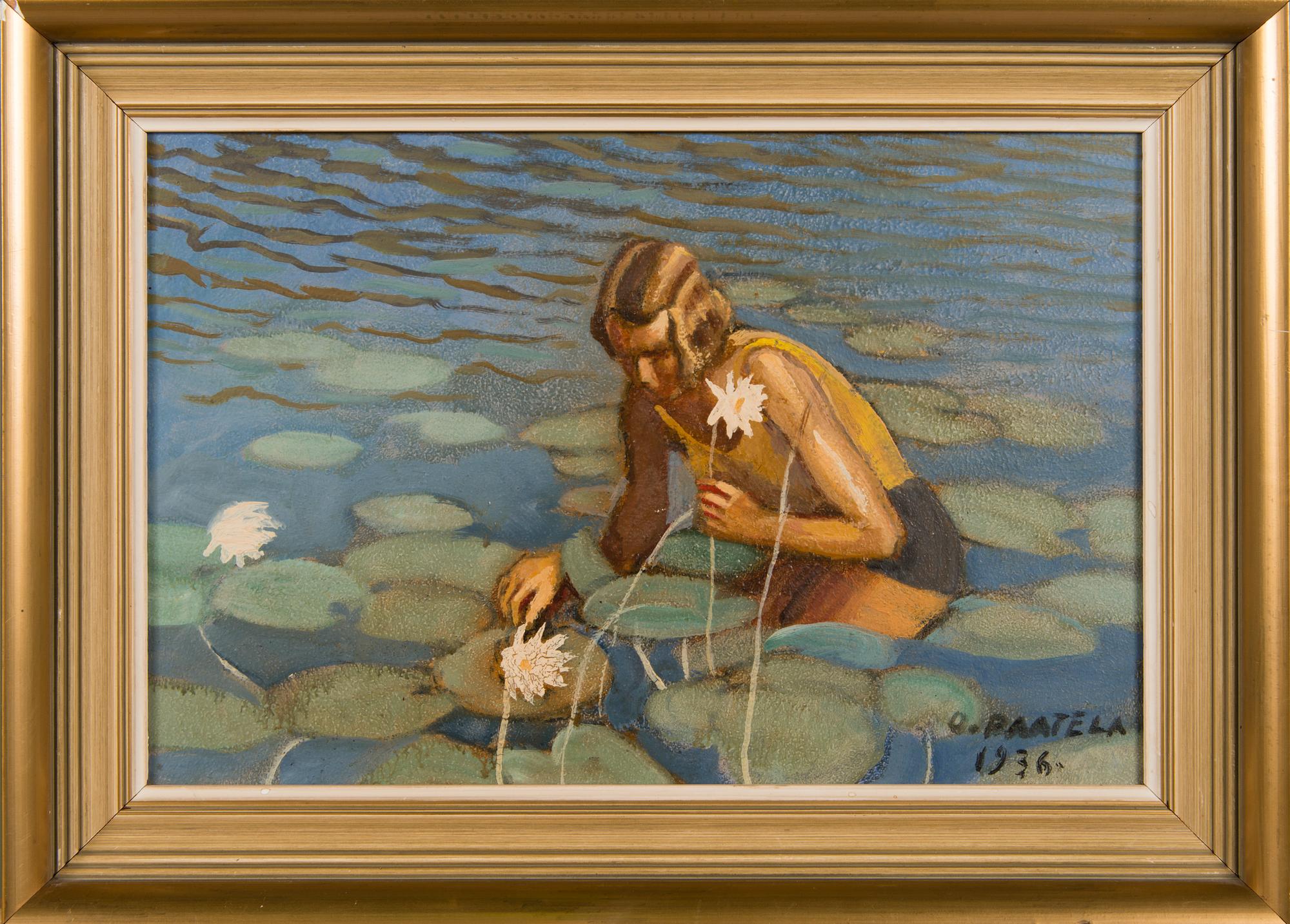 OSKARI PAATELA, öljy levylle, signeerattu ja päivätty 1936.