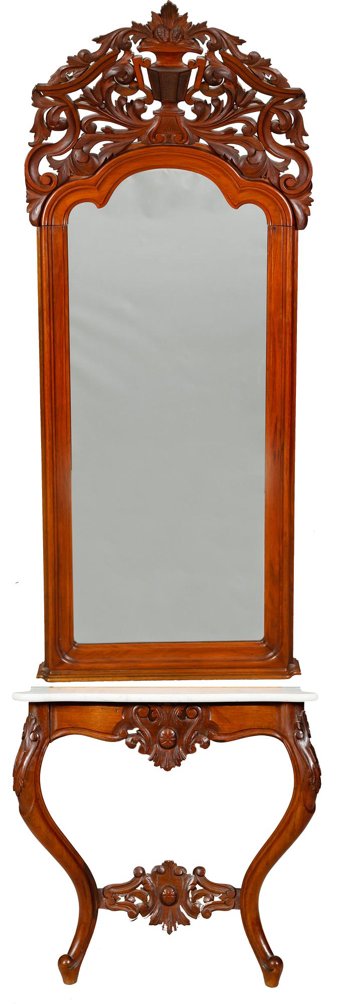 SPEGEL MED KONSOLBORD, nyrokoko, sent 1800-tal.