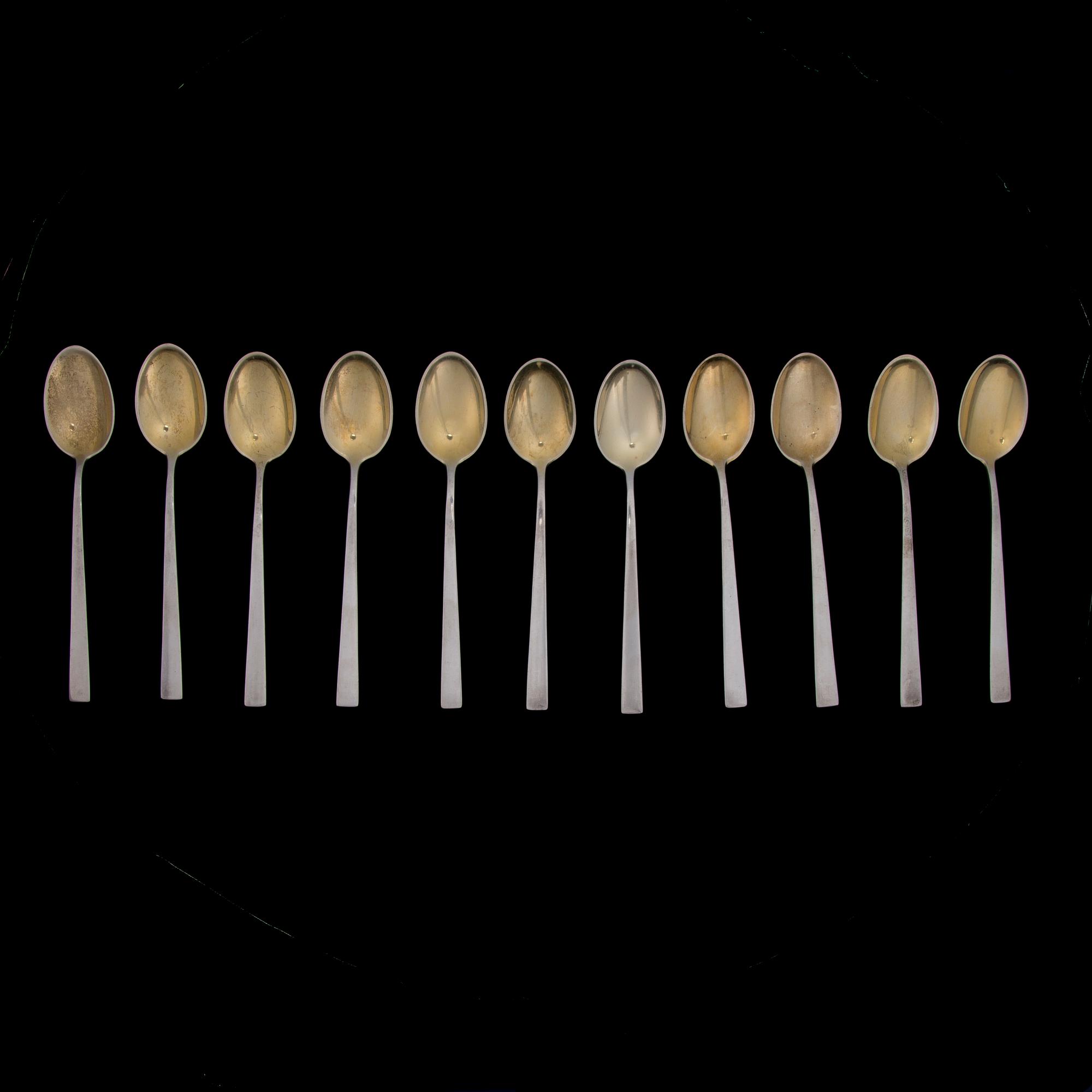 SKEDAR, 11 st, silver, "Birgitta", Bertel Gardberg, från år 1962, 1972 och 1978. Vikt 141 g.