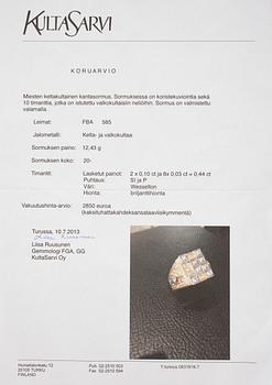 KLACKRING, guld 14K, briljantslipade diamanter, tot. 0,44 ct. Vikt 12,43 g. Intyg.