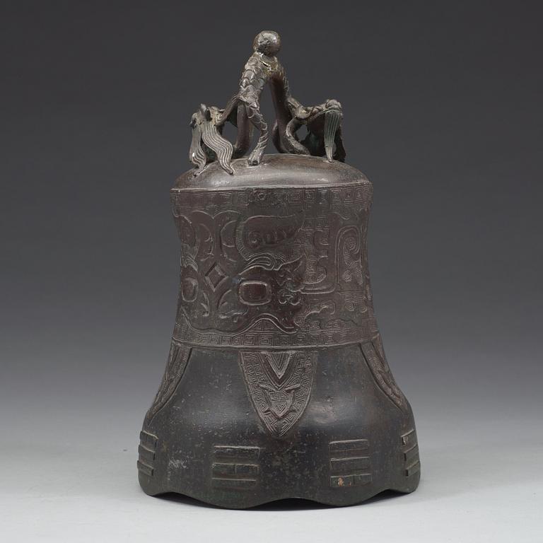 A bronze temple bell, Ming dynasty (1368-1644).