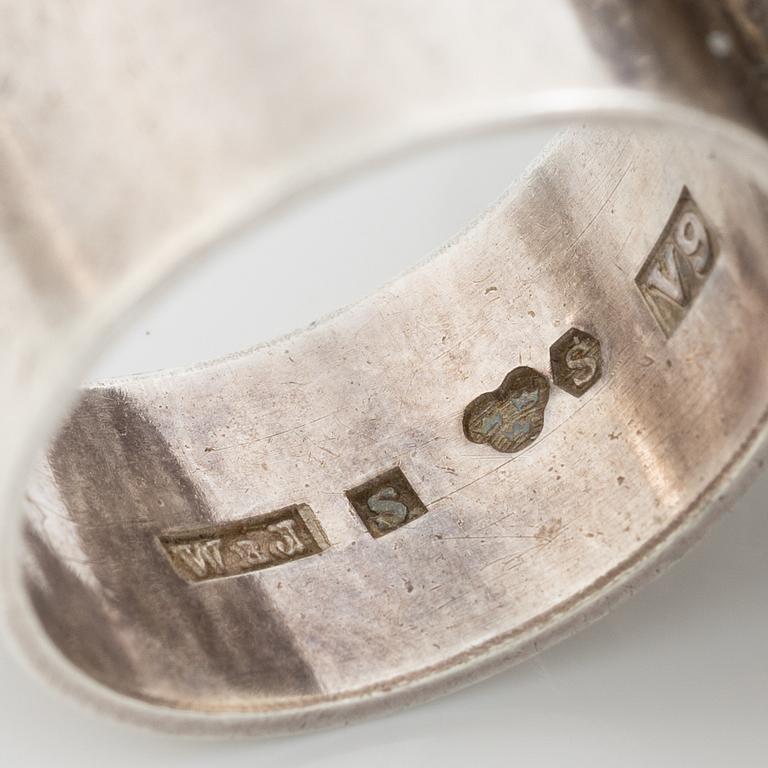 Ring and bracelet, silver, Waldemar Jonsson, blue for Stigbert.