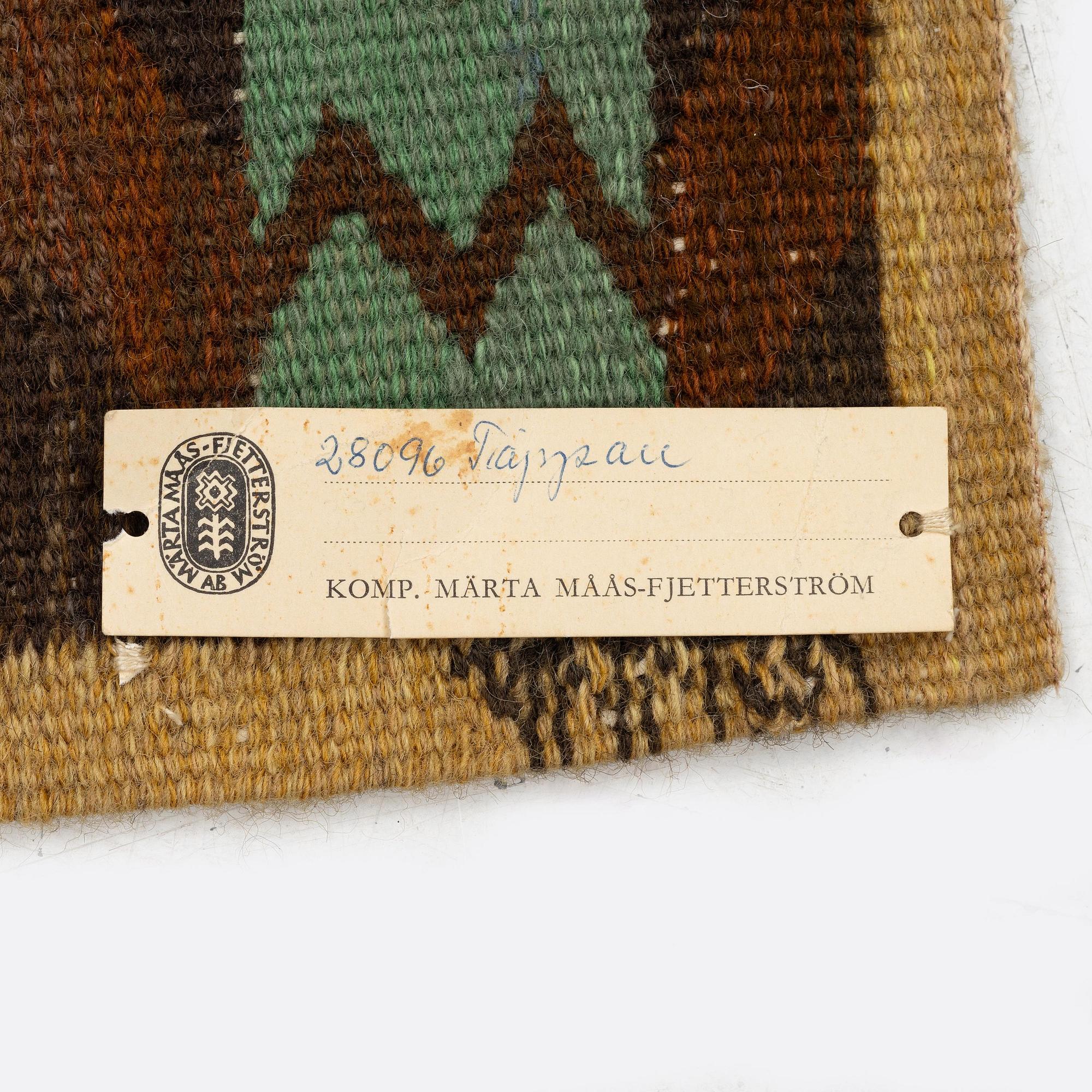 Märta Måås-Fjetterström, vävnad, "Täppan", gobelängteknik, ca 54 x 51 cm, signerad AB MMF.