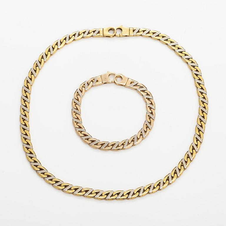 Armband och halsband, 14K guld. Märkt Fa Cadoro.