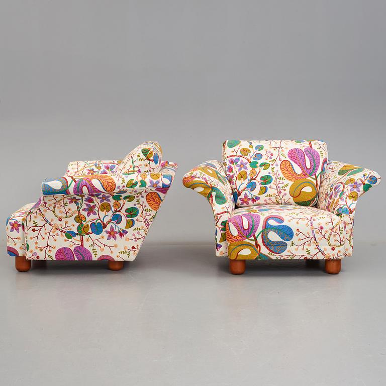 Josef Frank, a pair of "Liljevalchs" easy chairs, Firma Svenskt Tenn, Sweden 2010.